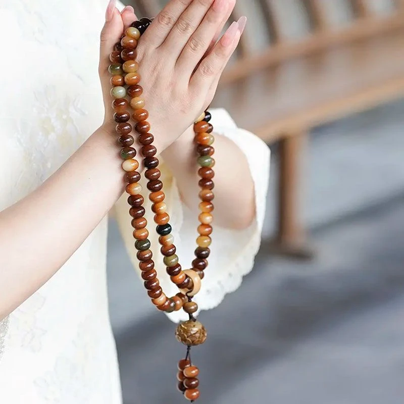 敦煌问天风化菩提根绕指柔文玩手串念珠佛珠天然原生态