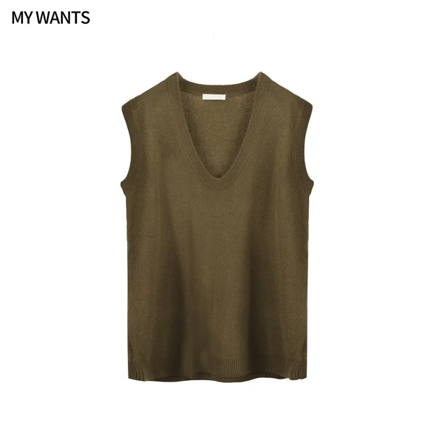 MY WANTS v领无袖马甲女士百搭休闲针织上衣DY765