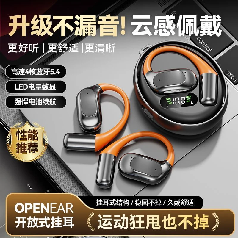 旋转挂耳式运动蓝牙耳机2025最新款高音质不入耳防水防掉超长续航