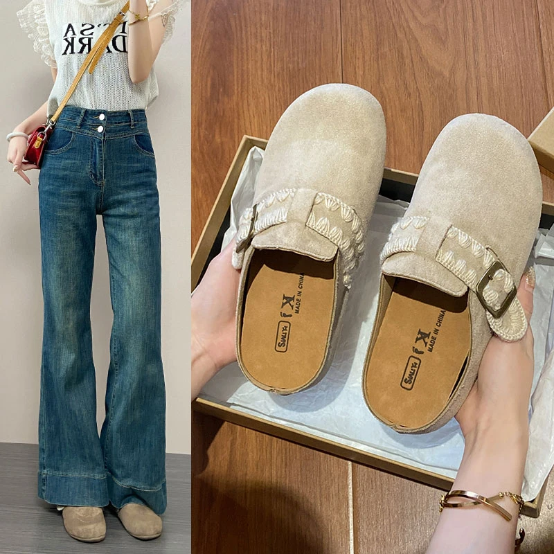 博肯女鞋半托软底2025新款外穿勃肯拖鞋女包头半拖鞋【全额补运费】