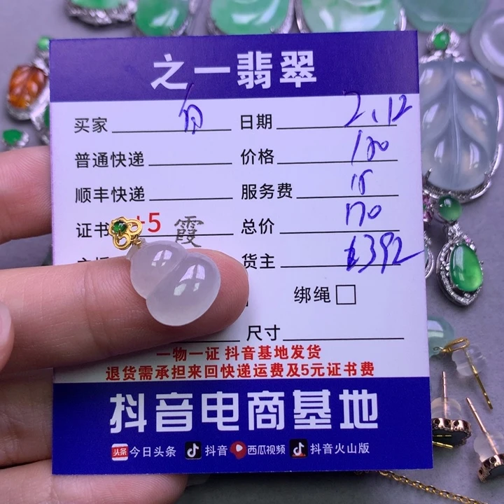 翡翠颈饰18K金镶嵌白*光