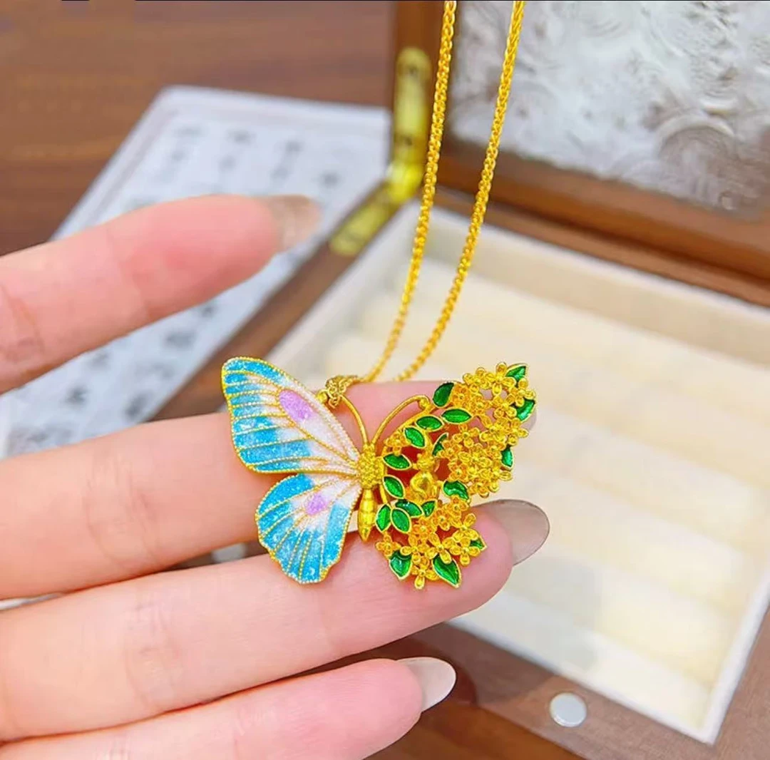 BY173     蝴蝶铃兰花项链