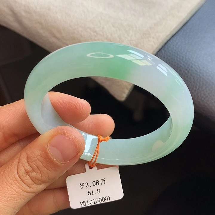 未镶嵌手镯翡翠52甜绿正圈