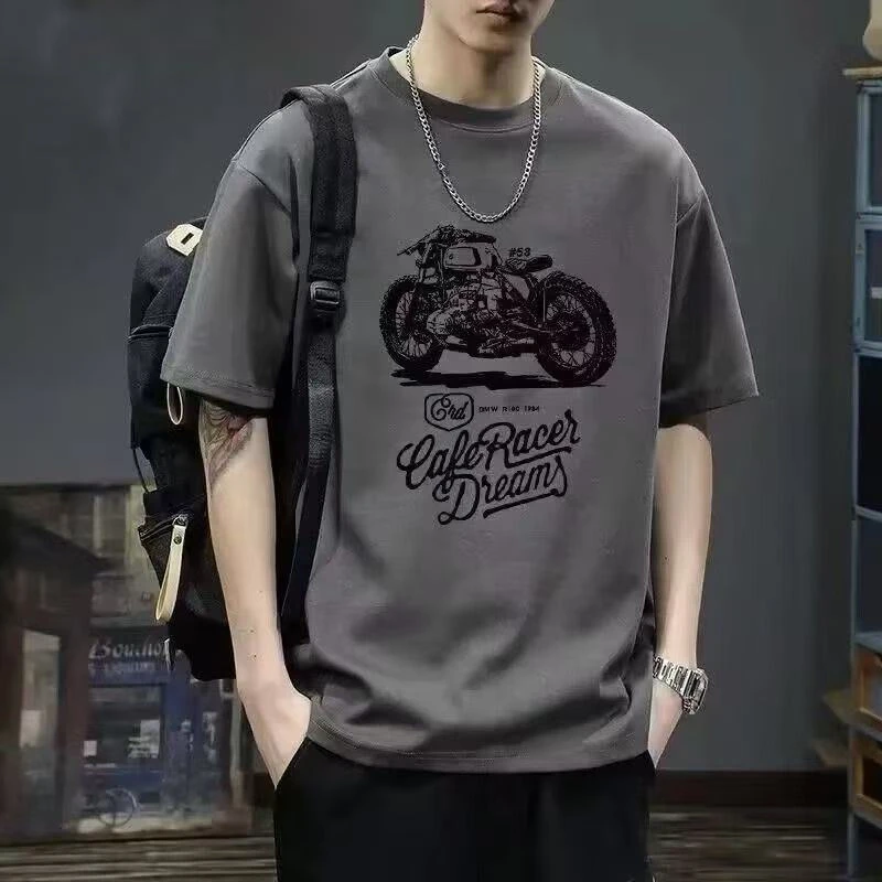 啄木鸟男纯棉重磅落肩宽松大码潮牌短袖夏季圆领潮流美式休闲t恤