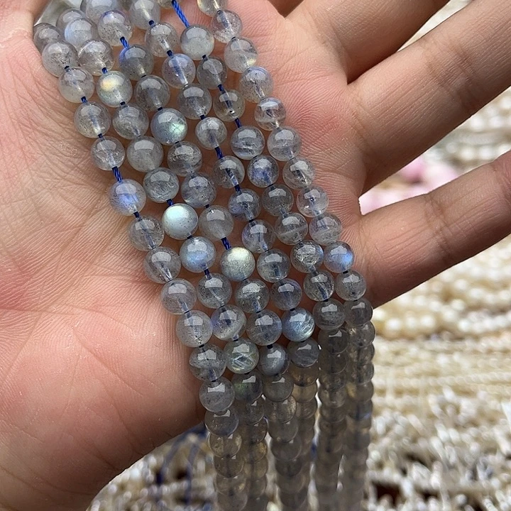 玛瑙/玉髓未镶嵌珠宝半成品一条6mm左右灰月光