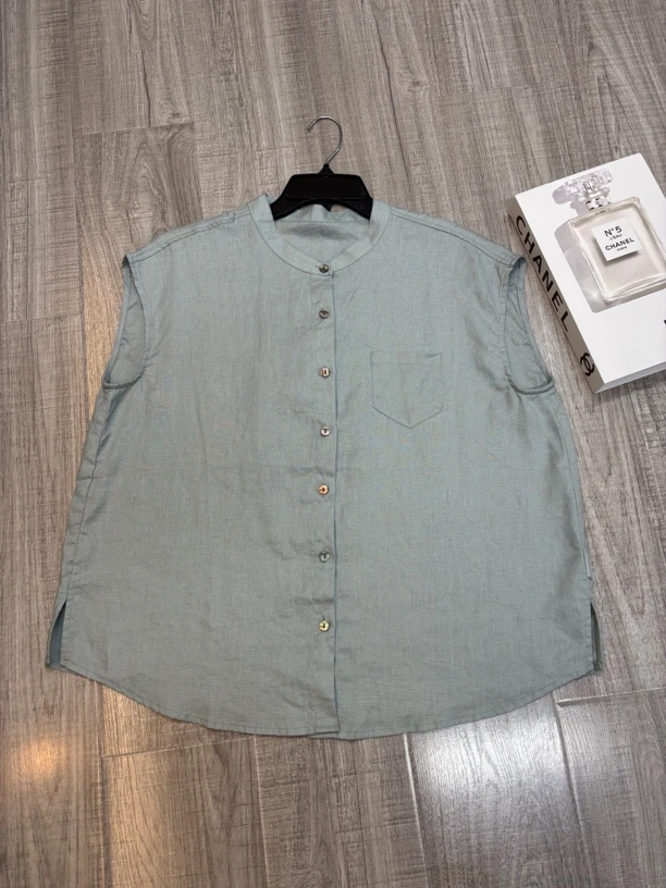 0266【100亚麻轻奢复古衬衣】夏季亚麻立领休闲宽松时尚百搭衬衫