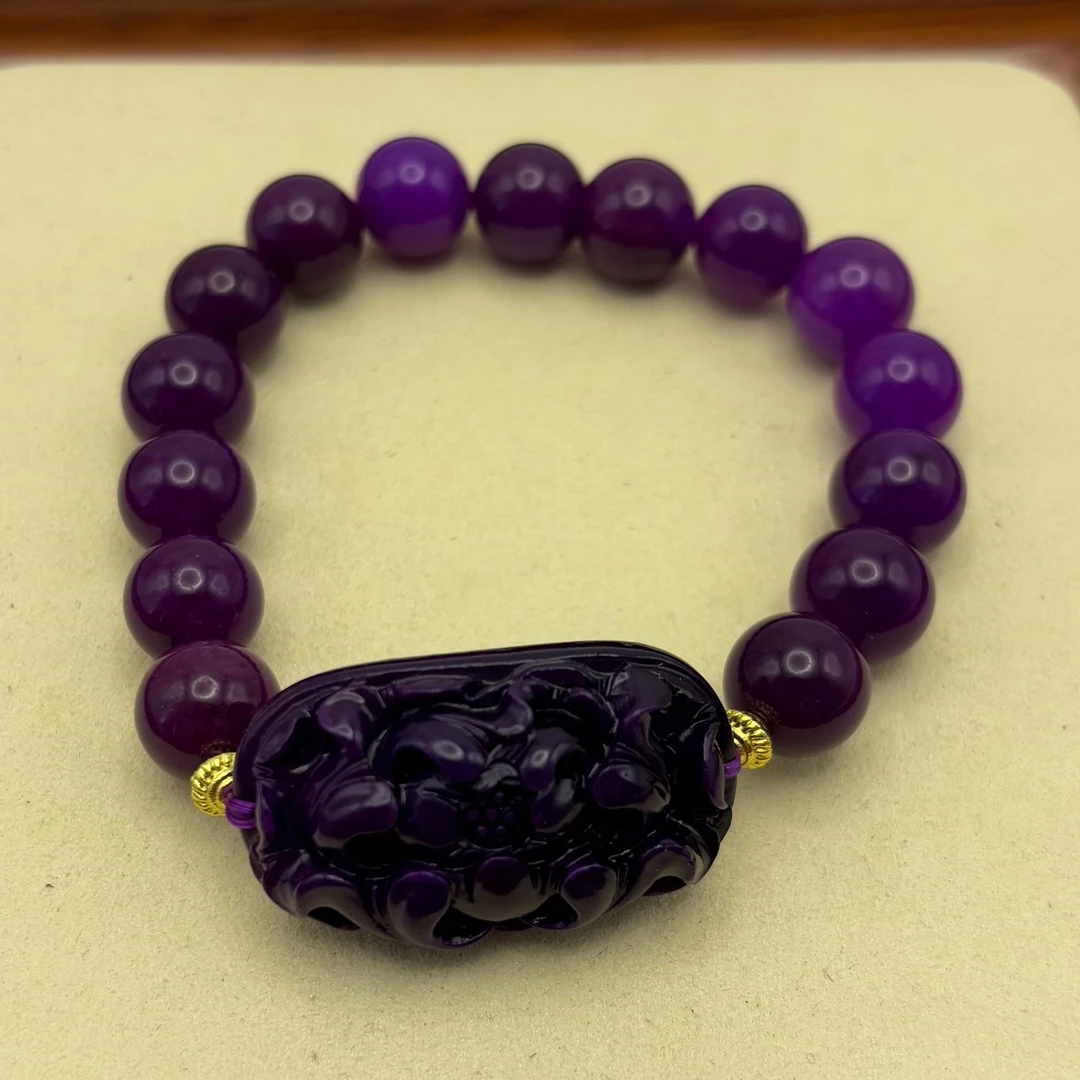 非金属珐琅手链 紫色 雕刻手串 F89