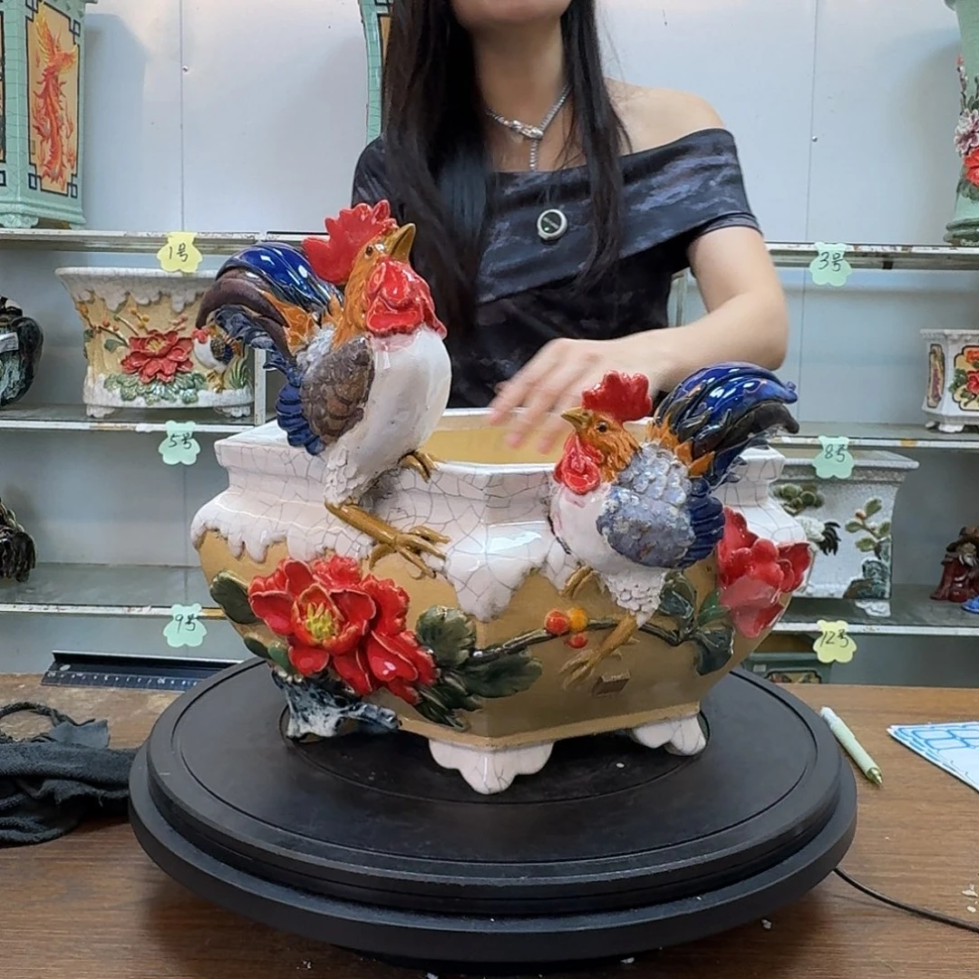 何***无花朵石湾盆400陶哦，花盆