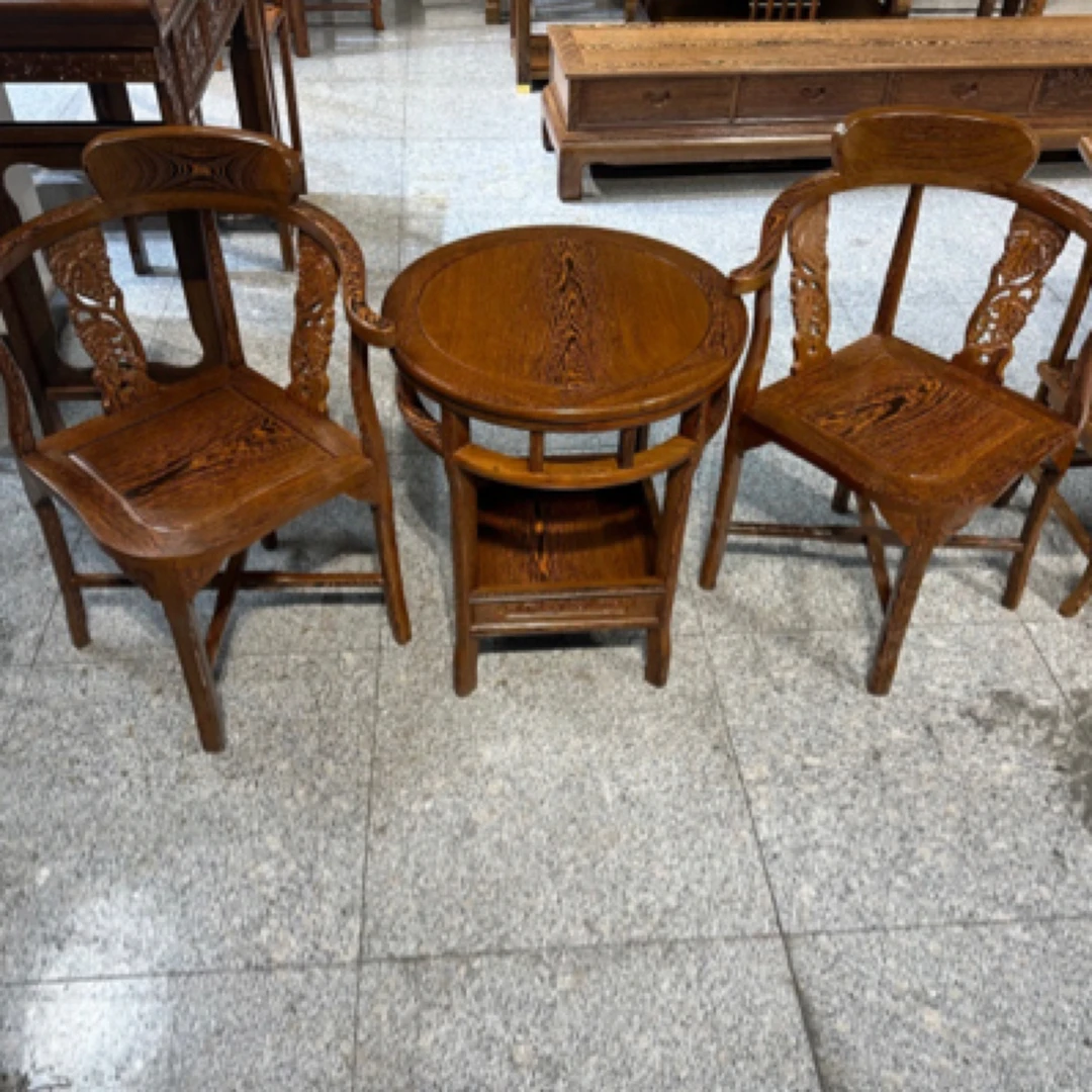 国标红木鸡翅木情人椅三件套玫瑰三角椅休闲阳台椅子三件套