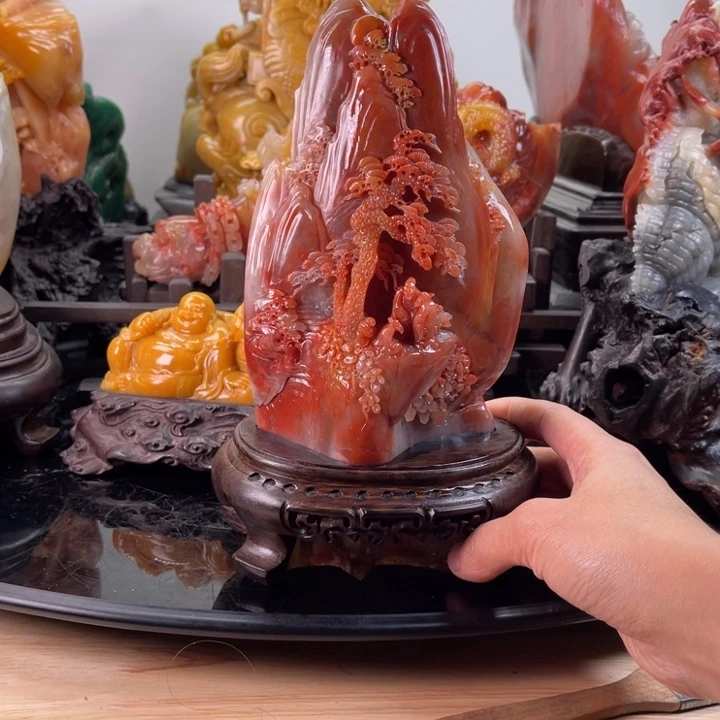 寿山石齐聚兰山摆件