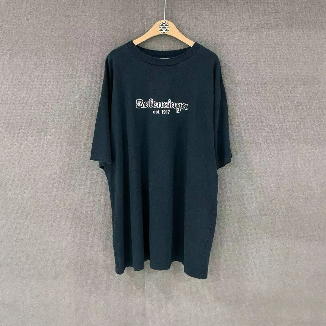 99新 Balenciaga/巴黎世家 （pm) 刺绣字母做旧短袖T恤 S码/9810