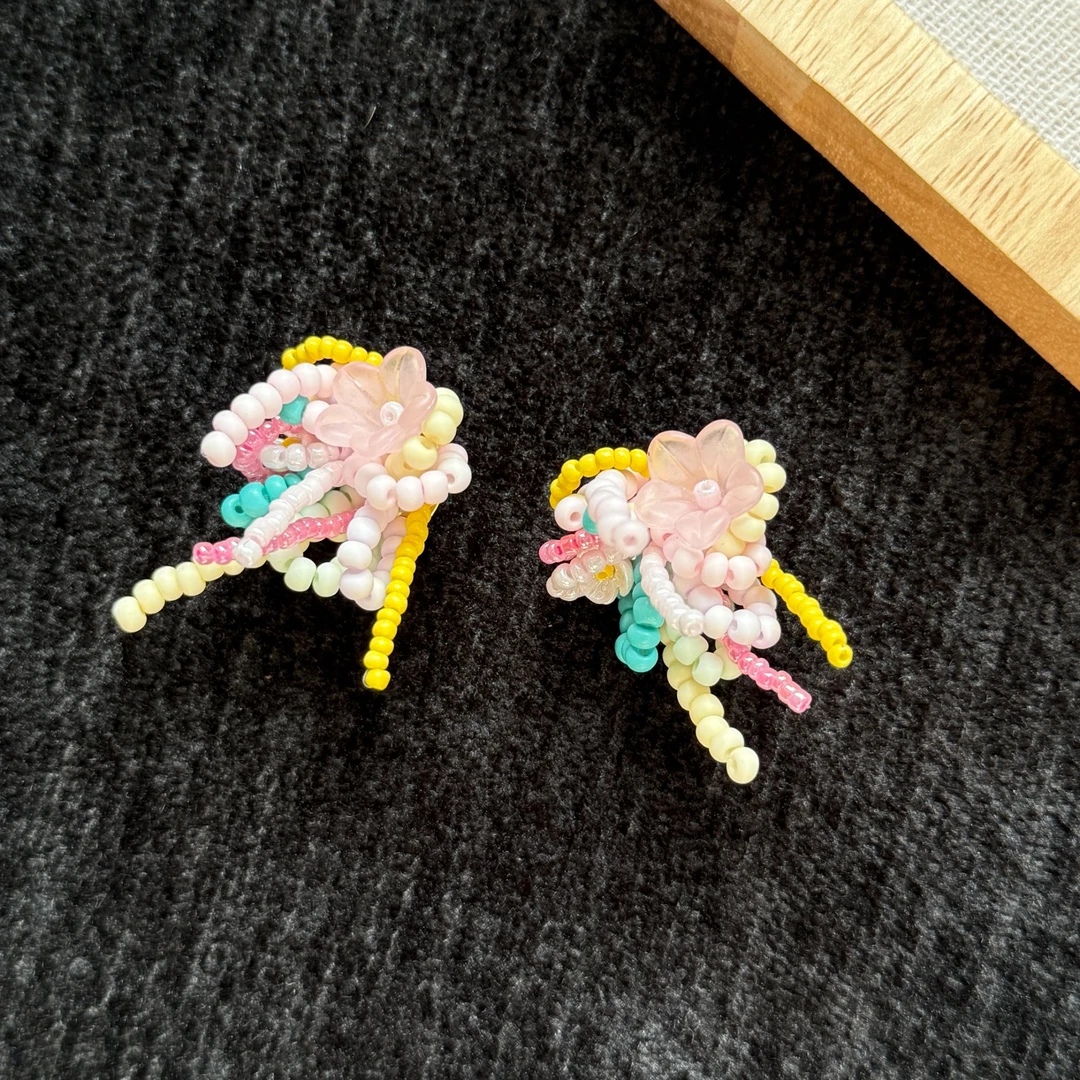 合金耳饰 多巴胺马卡龙糖果花耳环