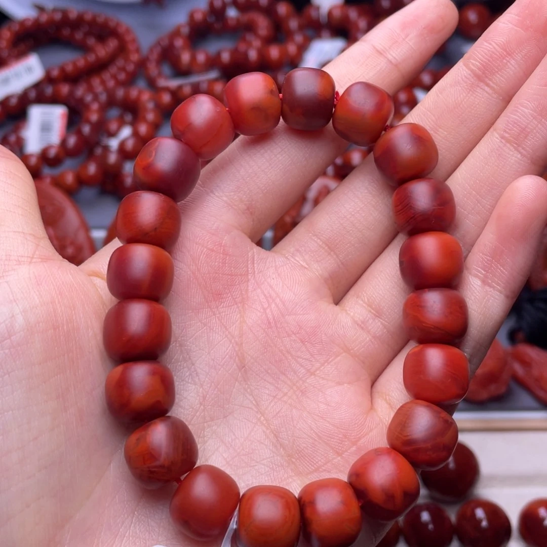 南红玛瑙其他未镶嵌12mm精品瓦西牛血火焰哑光老型手串