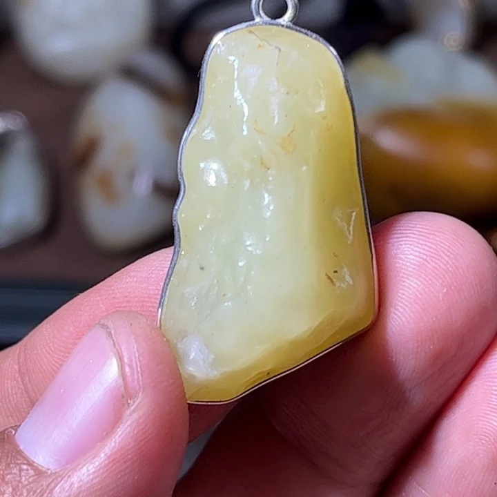 方***辉和田玉银S925镶嵌挂件