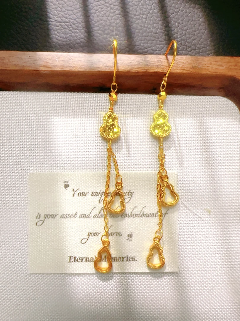 耳饰 高端轻奢龙鳞车花葫芦耳坠4009