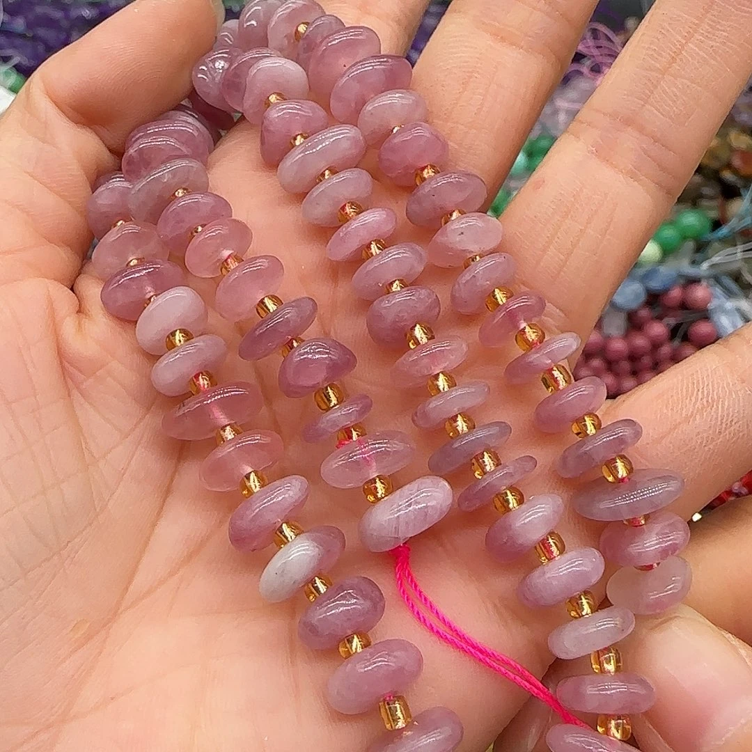 玛瑙/玉髓合金珠宝半成品紫马粉8-10mm一条