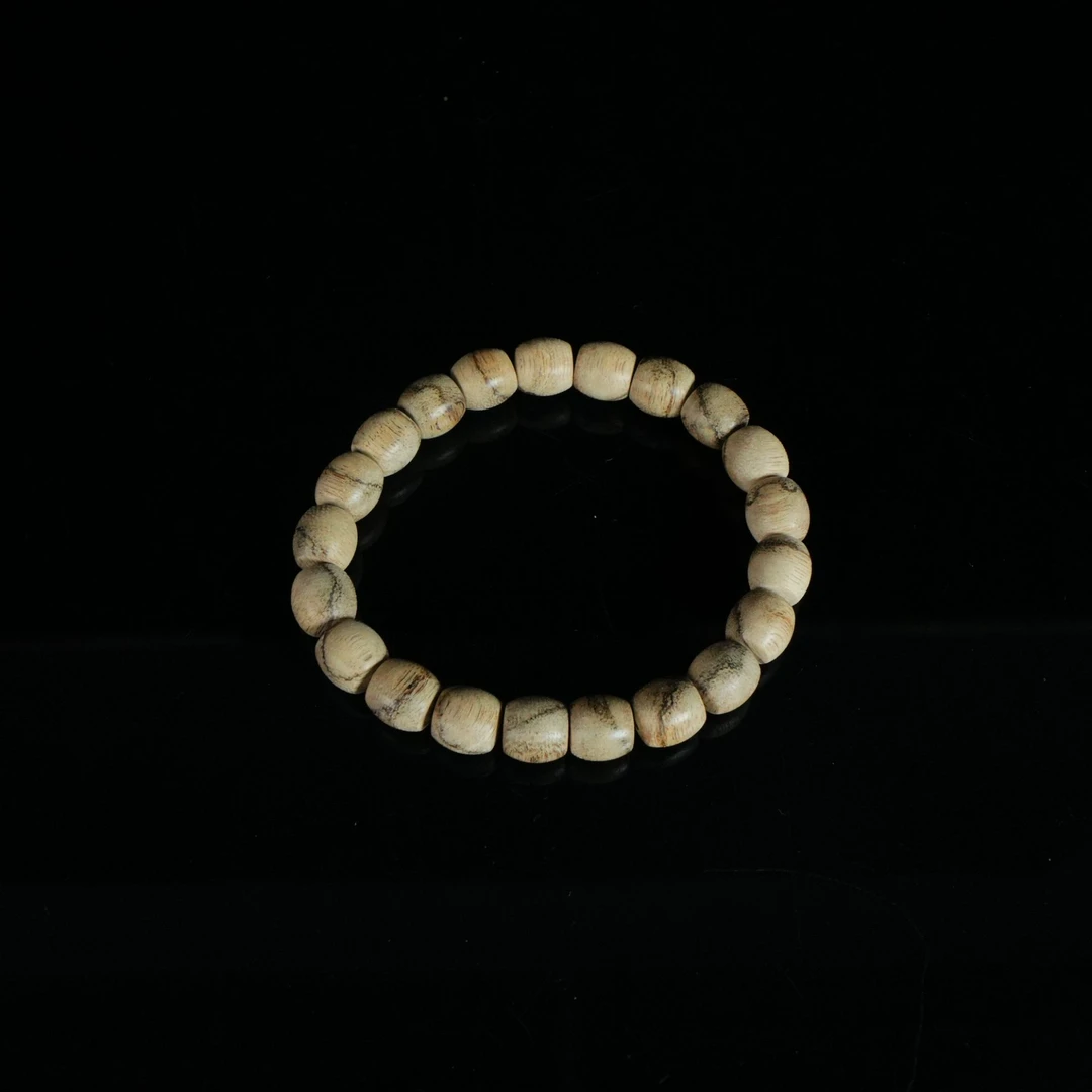 B164 印尼坤甸黄油金丝老料沉香桶珠手串 0.94x0.95cm  6.45g