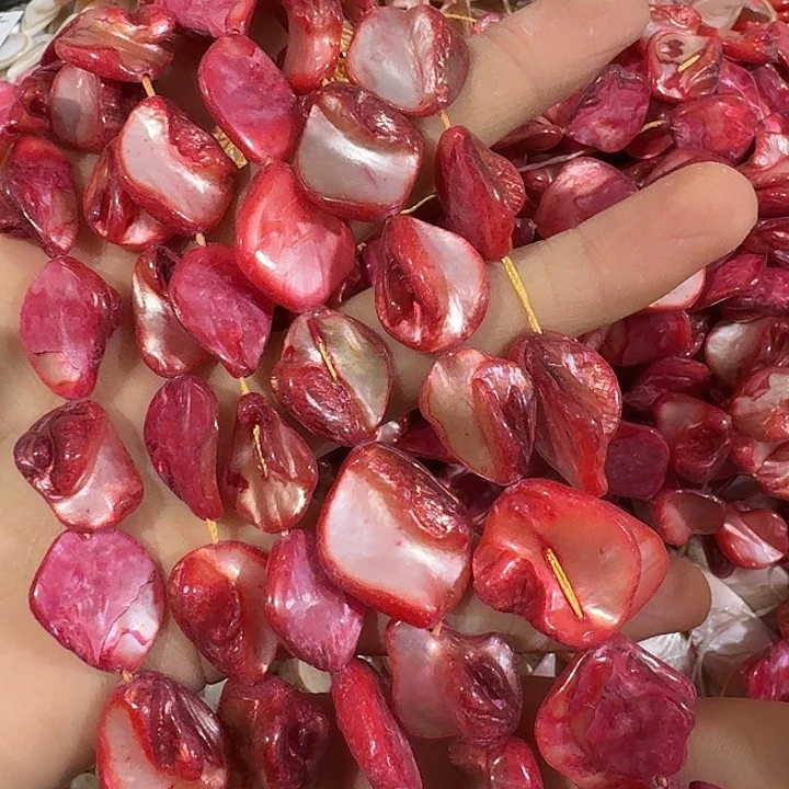 玛瑙/玉髓合金珠宝半成品3条红色巴洛克牙子