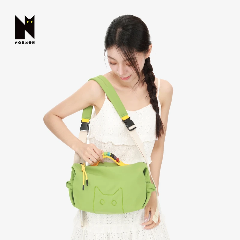 NOXXON猫咪学院风单肩包拉链简约风肩包户外健身包单根便携ND0249
