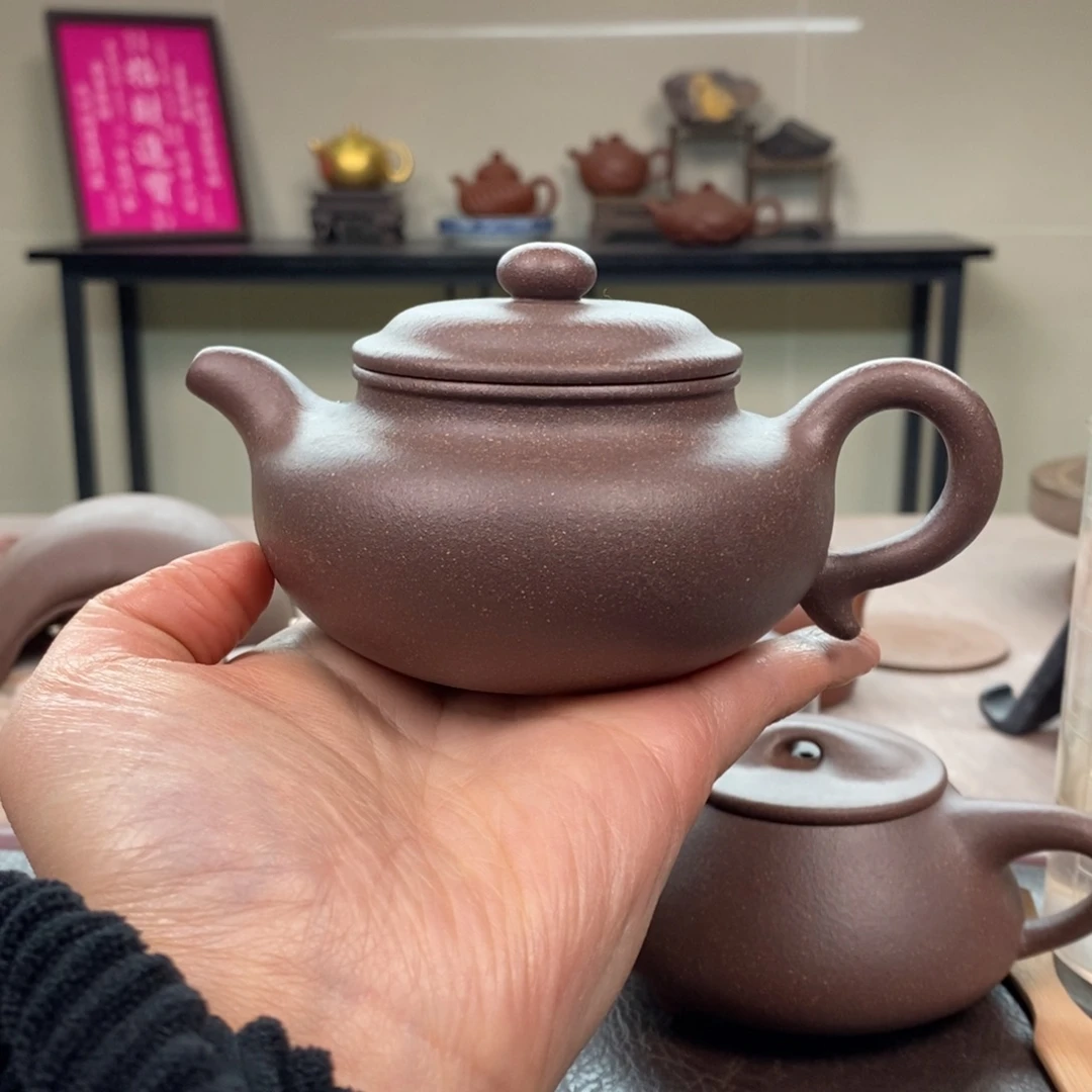 茶壶紫砂千禧紫泥仿古220cc精工半手