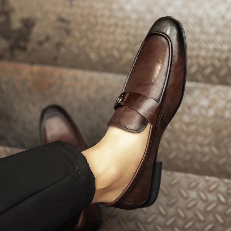 2025时尚套脚一脚蹬懒人鞋男便士舒适乐福鞋英伦风小皮鞋子男潮鞋