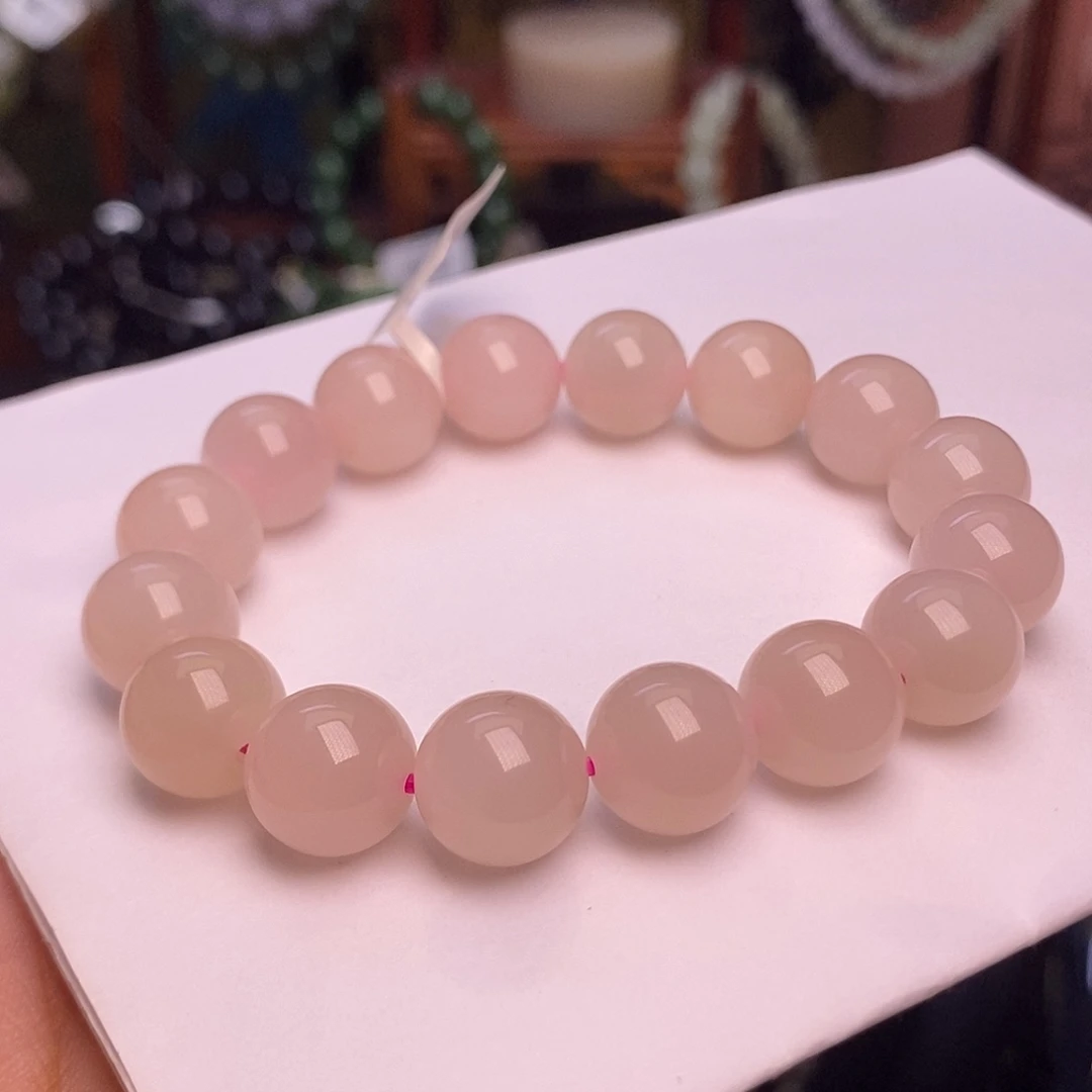 和田玉未镶嵌颈饰藕粉老矿料收藏约12mm手串