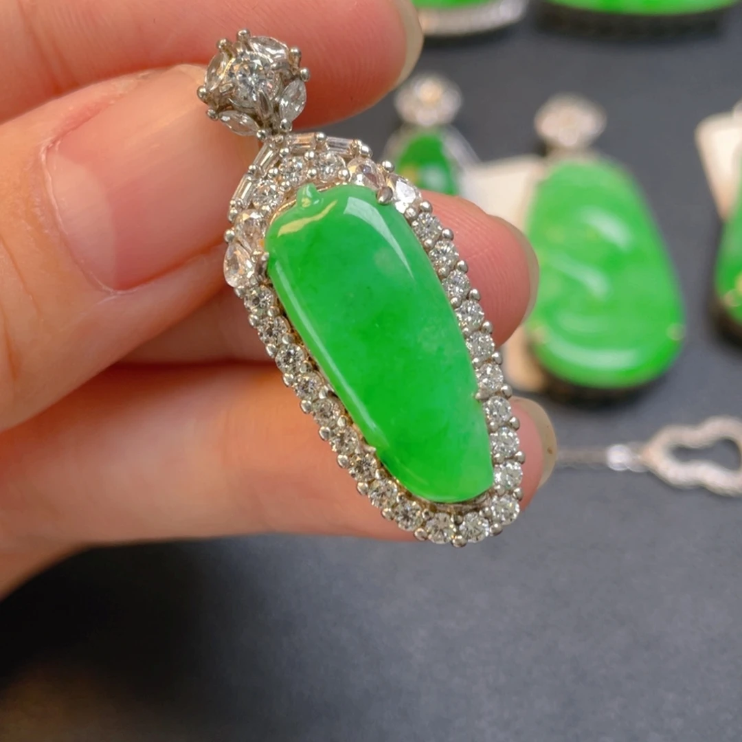 翡翠银S925镶嵌吊坠(不含链)