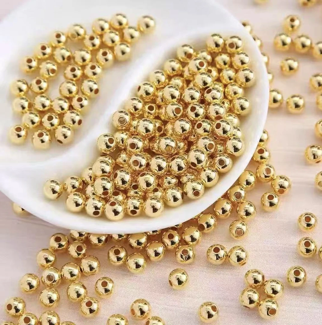 18K 带证书卡4mm光面珠DIY配件 （拍10送1）