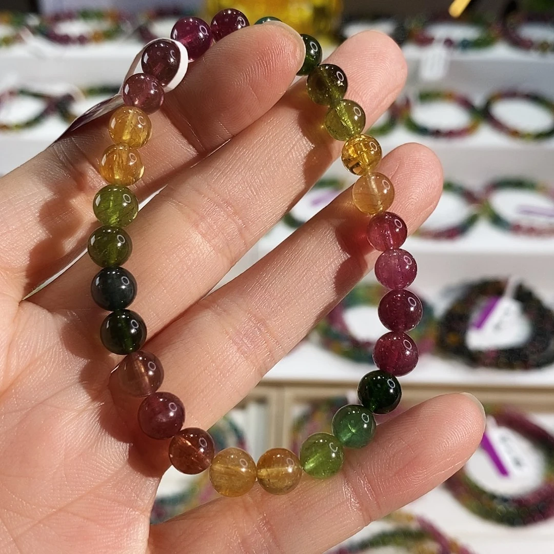 碧玺未镶嵌手链G2637素圈颜色微差