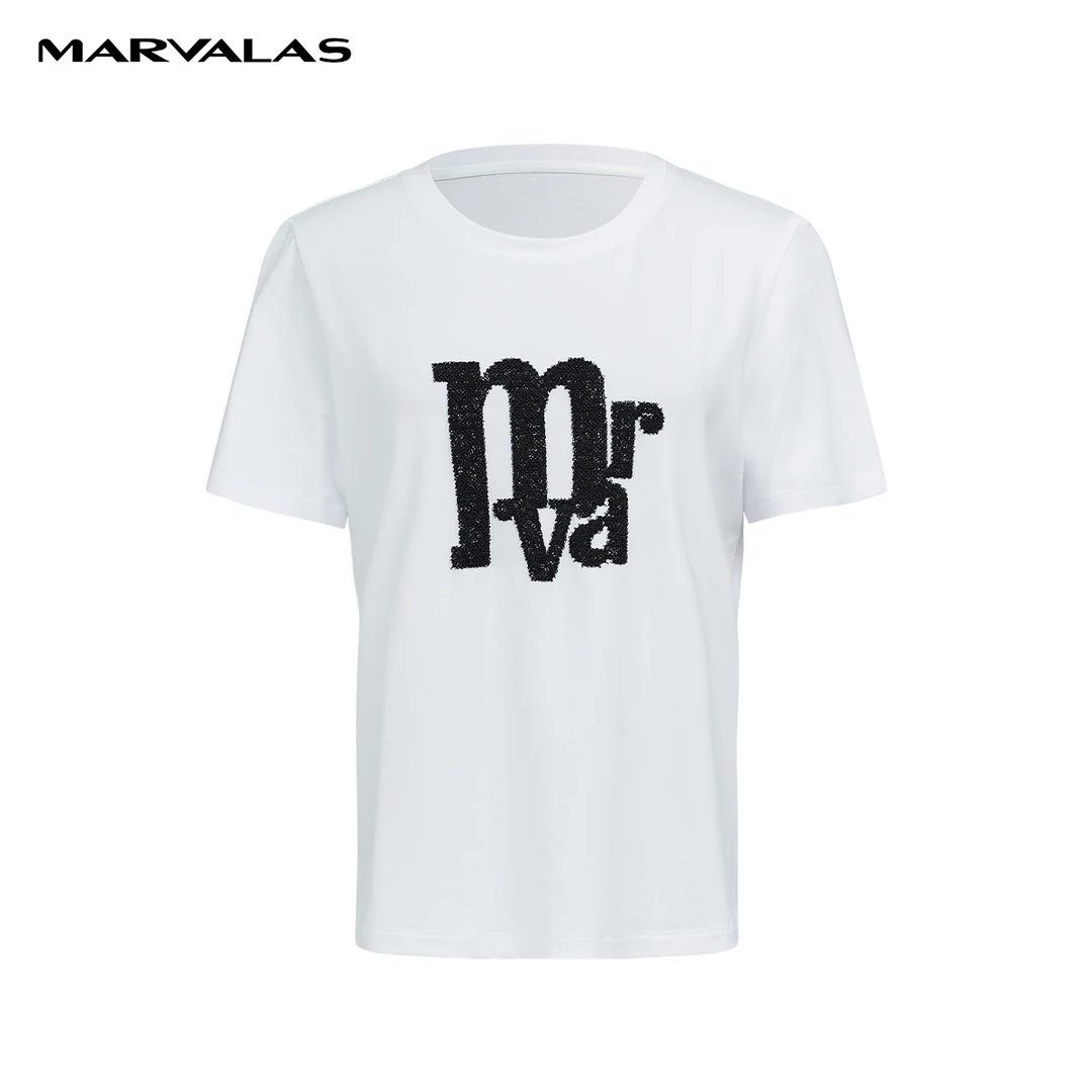 【专柜同款】曼德诗简约字母T恤圆领设计感气质短袖M313103094