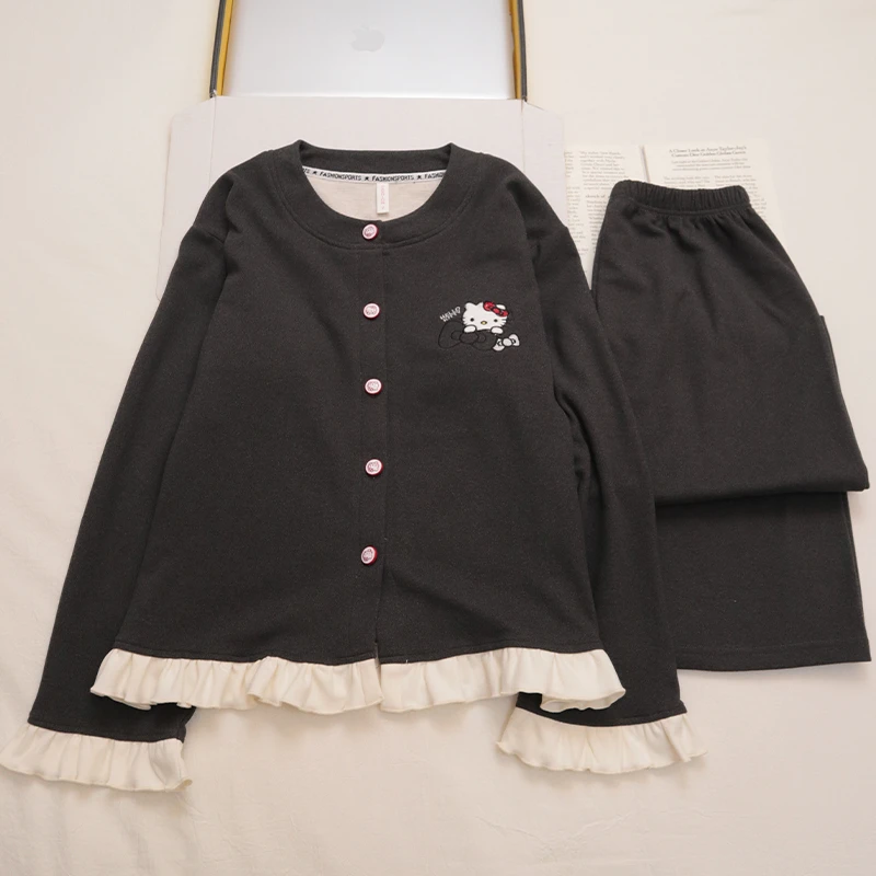 睡衣女款爆款2025新款冬季暖绒长袖长裤开衫带胸垫休闲家居服套装