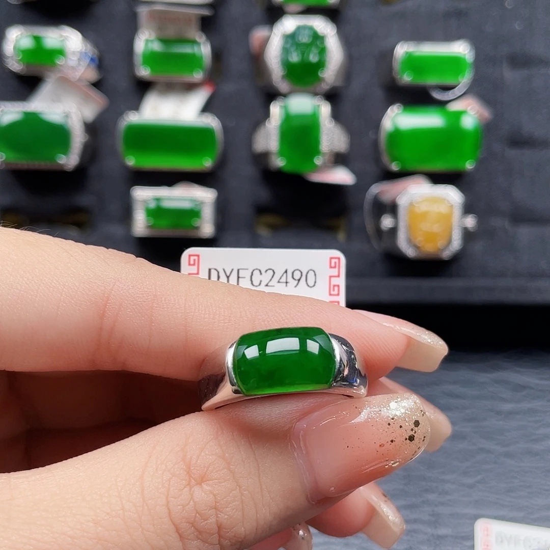 翡翠戒指银S925镶嵌锦**端编号2490