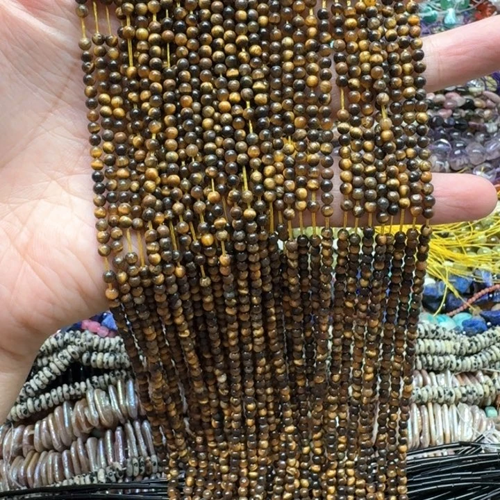 合金玛瑙/玉髓珠宝半成品一条3mm黄虎
