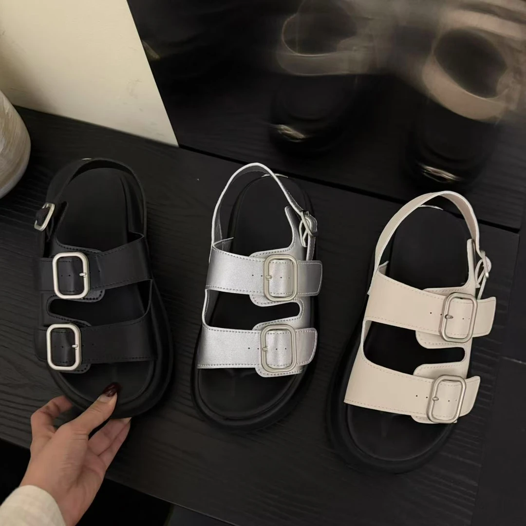 2025年夏季新款厚底增高小个子休闲风双带设计款外穿女时尚凉拖鞋