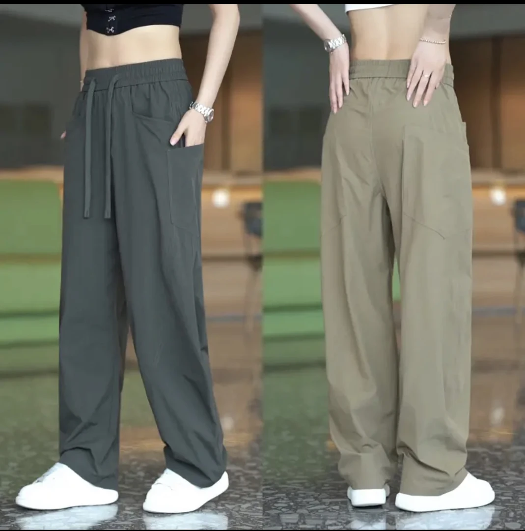 美式男士休闲裤男款时尚舒适透气运动长裤潮流宽松阔腿弯刀裤