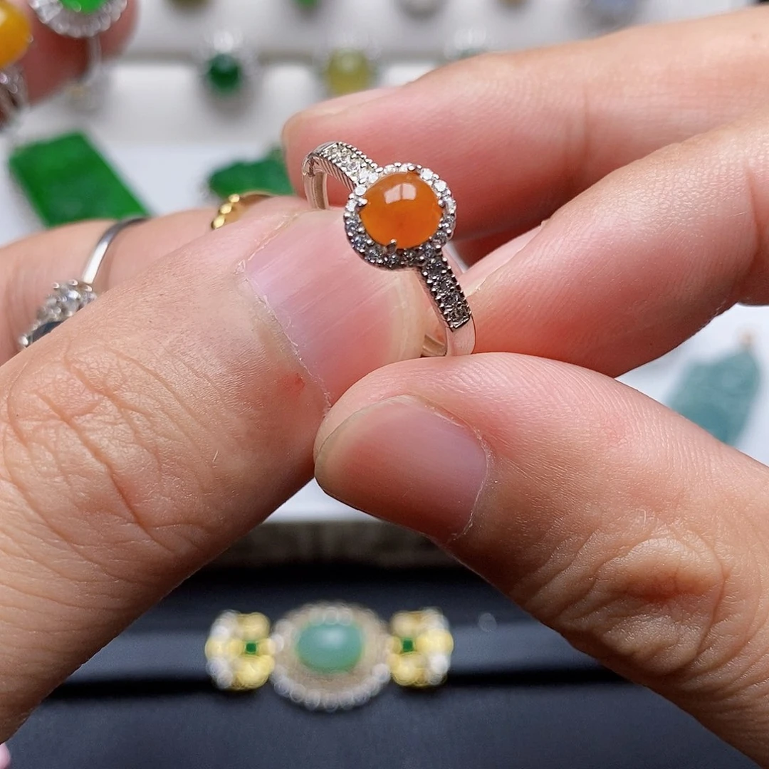 翡翠戒指银S925镶嵌王*一戒指