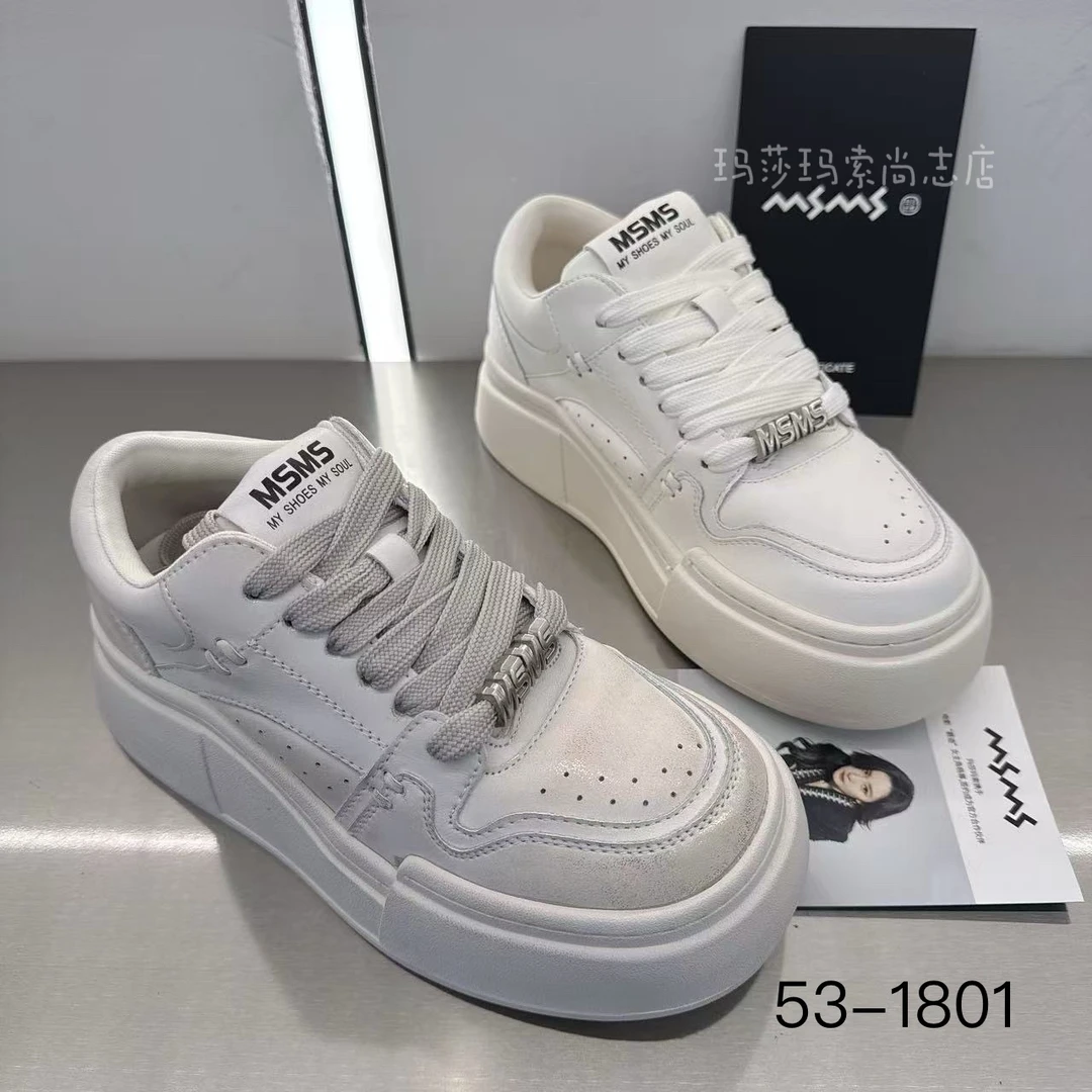 玛莎玛索春季新款53-1801低帮厚底时尚百搭休闲板鞋小白鞋