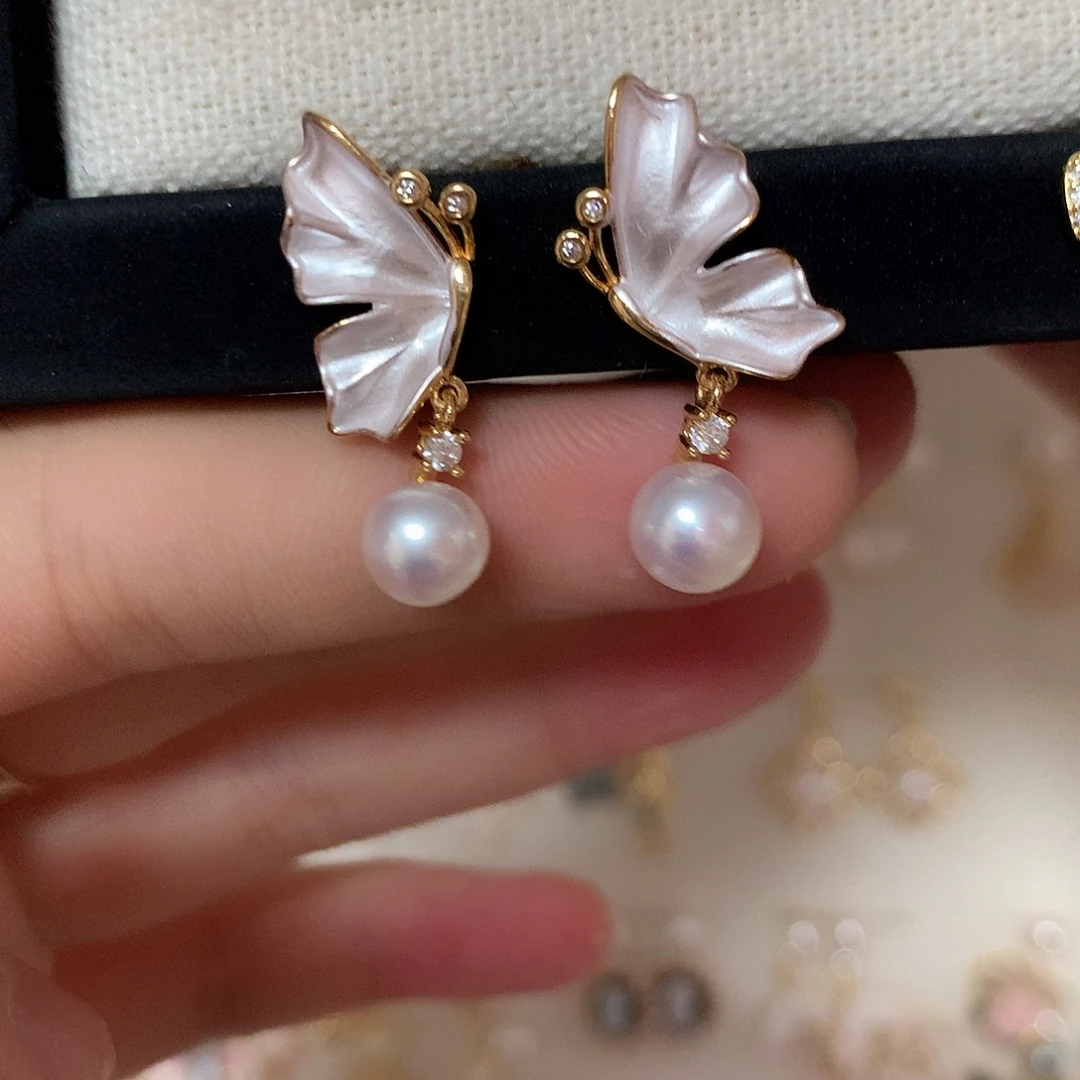 淡水珍珠耳饰合金