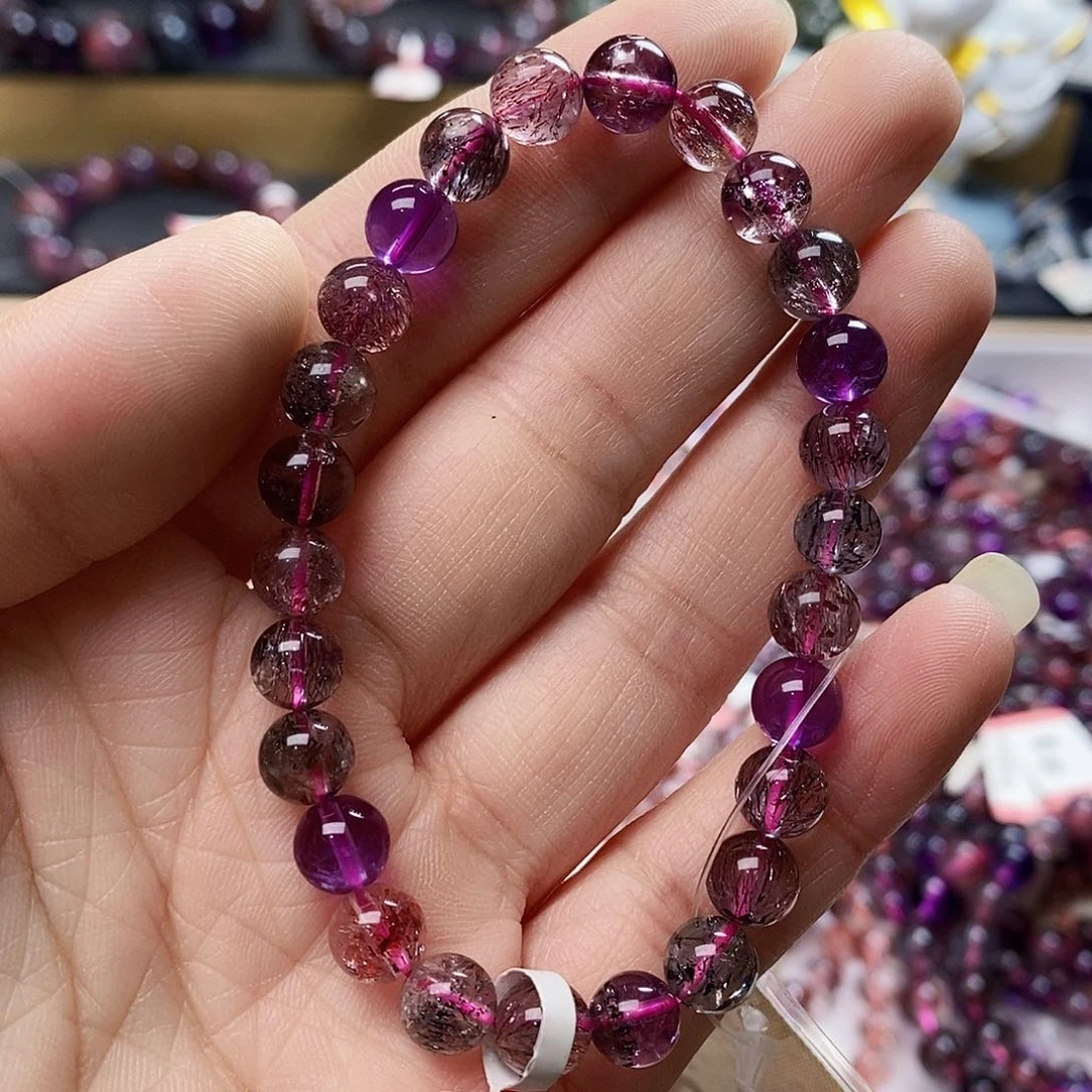 未镶嵌手链水晶7.6黑加仑超七K194