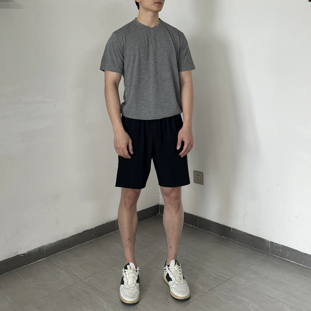 夏季7寸运动短裤拉链口袋透气网孔轻薄高弹美式四分裤健身休闲男