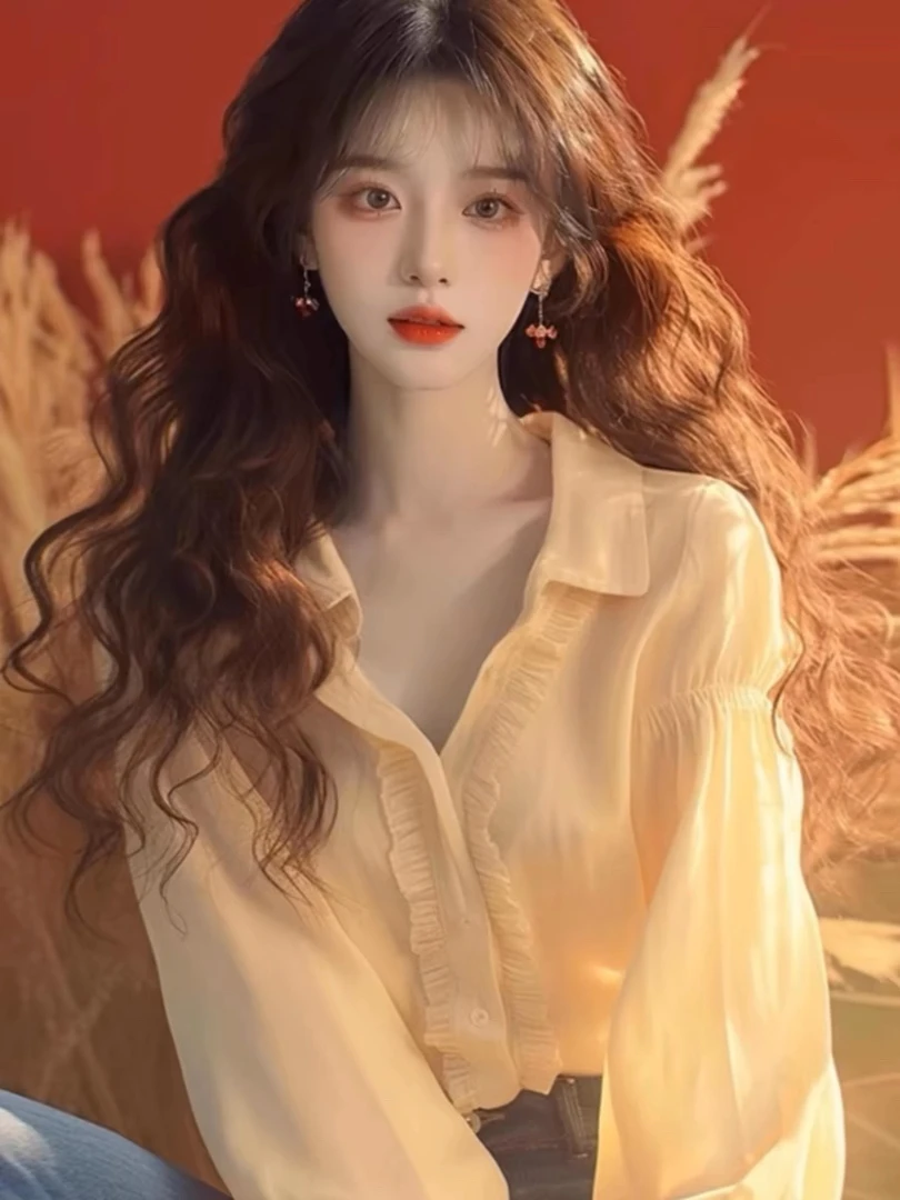 甜美公主风独特衬衫春装女2025年新款设计感长袖上衣1550