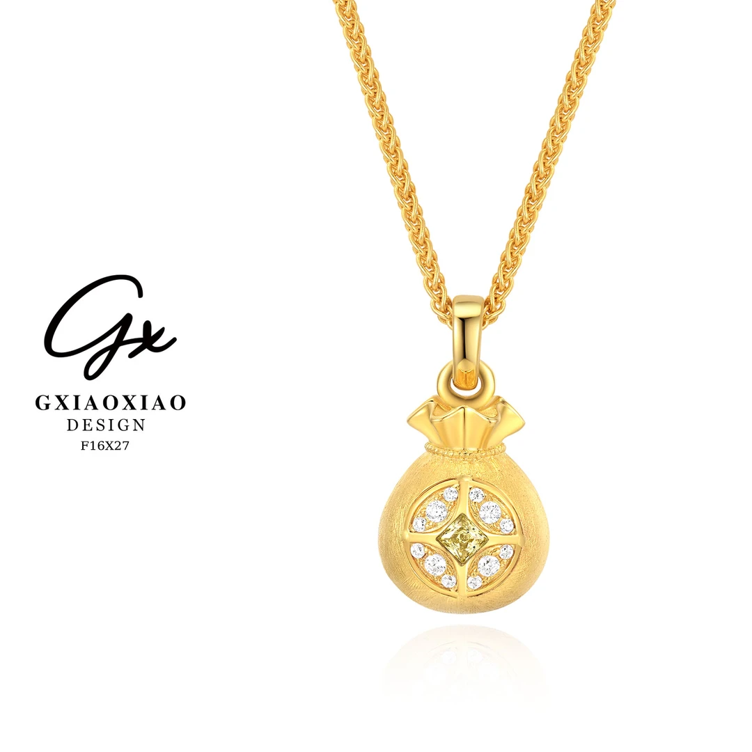 G XIAOXIAO 镀K金【喜庆福袋】时尚金色气质精致女士项链 F16X27