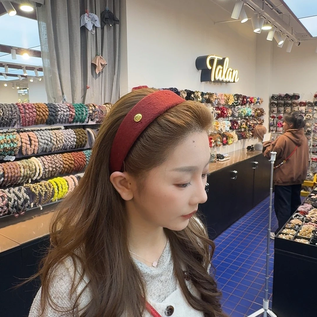 布艺铁合金金色标发箍红色