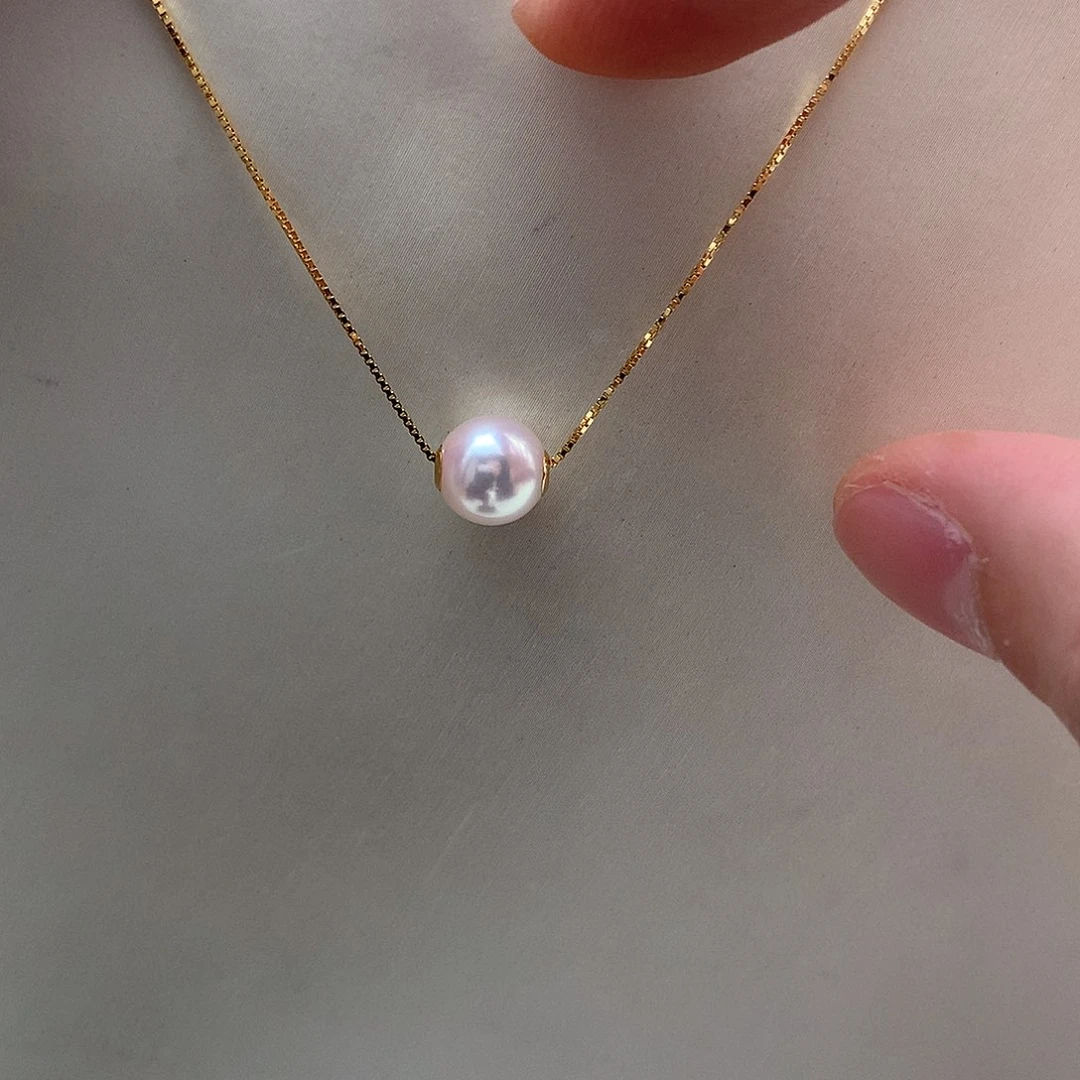 吊坠(赠链)海水珍珠18K金镶嵌8-8.5mm ak路路通