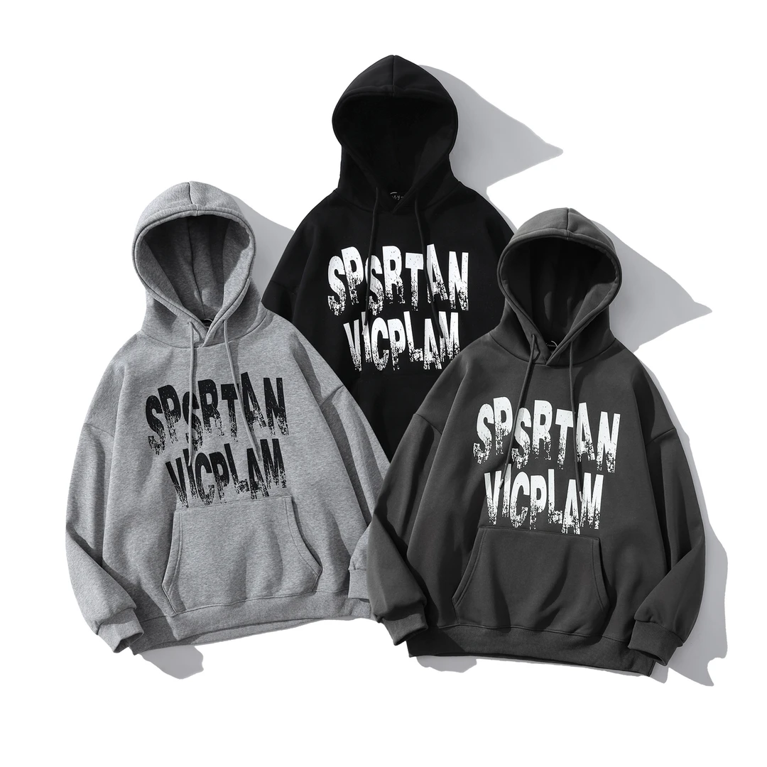 连帽连帽款长袖印花通用保暖卫衣上衣加绒国潮百搭美式运动情侣