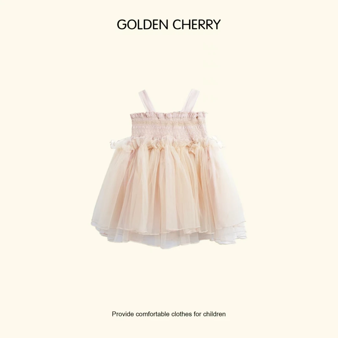 【金樱桃Golden cherry】儿童纱纱吊带高定连衣裙35805