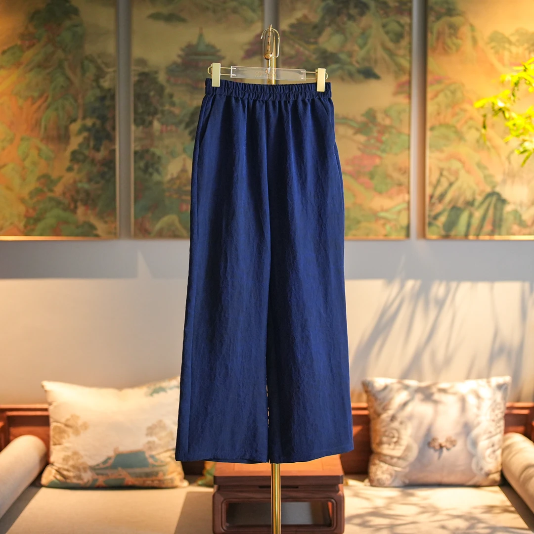 蓝大【琥珀光】新中式桑蚕丝休闲裤7742
