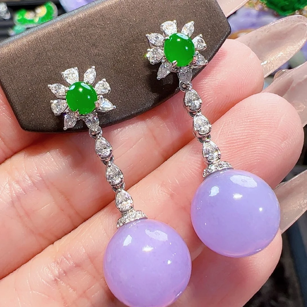 翡翠耳饰18K金镶嵌签收后24小时鉴赏期