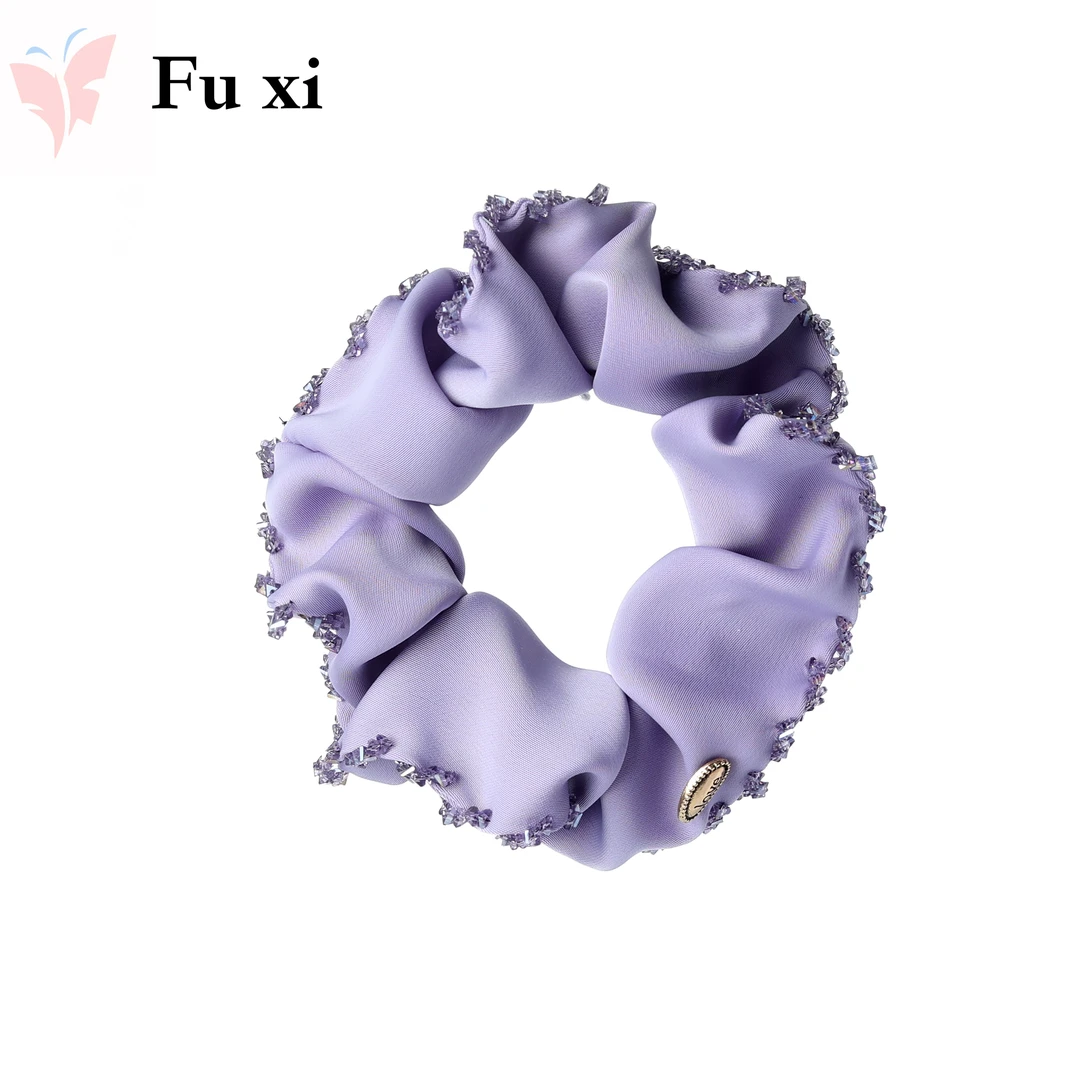 FUXI/福熙精品水晶原创百搭重工发圈3004（紫色）简约头绳法式发饰