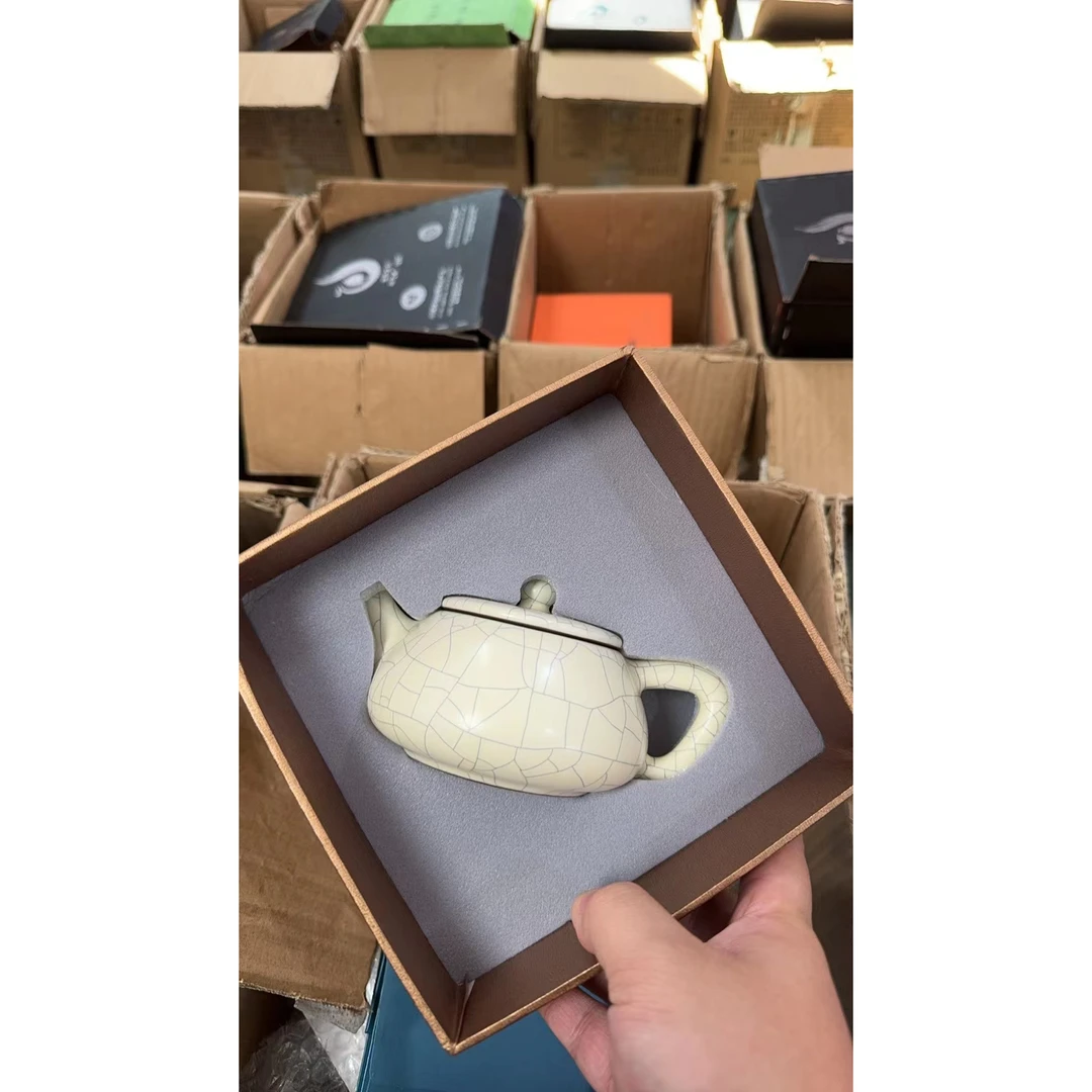 F635-泉德堂汝窑开片石瓢壶带礼盒